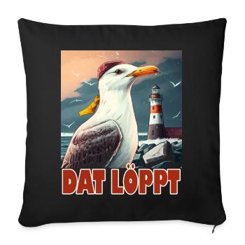 Dat Löppt Möwe Leuchtturm Meer Plattdeutsch Norden - Sofakissenbezug 45 x 45 cm - Schwarz - Vorne