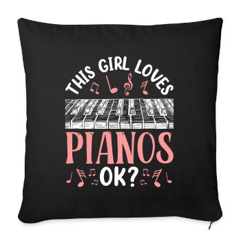 Cette fille aime le piano - Housse de coussin décorative 45 x 45 cm - noir - Devant