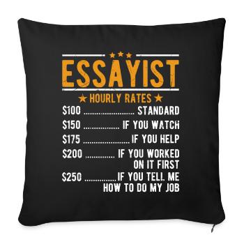 Essayist Hourly Wage - Sofa pillowcase 17,3'' x 17,3'' (45 x 45 cm) - black - Front