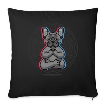 Yoga Chien Bulldogs Yoga - Housse de coussin décorative 45 x 45 cm - noir - Devant