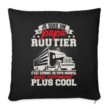 Je Suis Un Papa Routier - Housse de coussin décorative 45 x 45 cm - noir - Devant