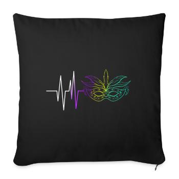Heartbeat de masque violet, doré et vert pour - Housse de coussin décorative 45 x 45 cm - noir - Devant