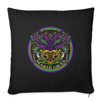 Masque d’ornement avec plumes pour Mardi Gras - Housse de coussin décorative 45 x 45 cm - noir - Devant