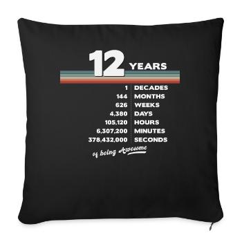 12nd Birthday Vintage 12 Years Old Retro 144 - Sofa pillowcase 17,3'' x 17,3'' (45 x 45 cm) - black - Front