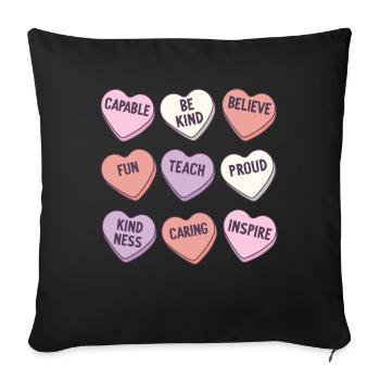 Retro Teacher Valentines Day Positive Sayings - Sofa pillowcase 17,3'' x 17,3'' (45 x 45 cm) - black - Front