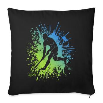 Hockeyspieler Farbklecks Hockey Spieler Feldhockey - Sofakissenbezug 45 x 45 cm - Schwarz - Vorne