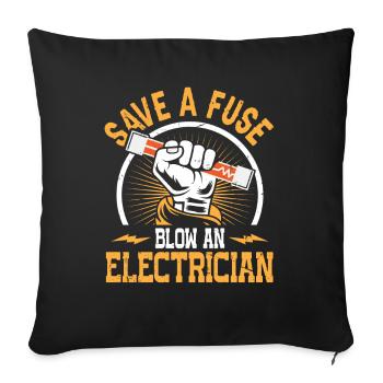 Nous vous allumons toujours électricien - Housse de coussin décorative 45 x 45 cm - noir - Devant