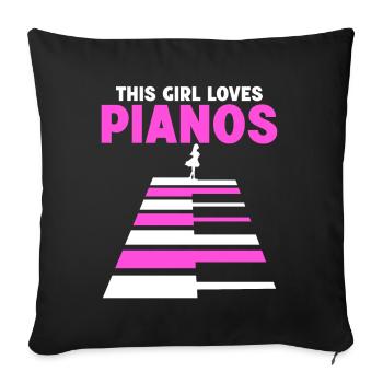 Cette fille aime le piano - Housse de coussin décorative 45 x 45 cm - noir - Devant