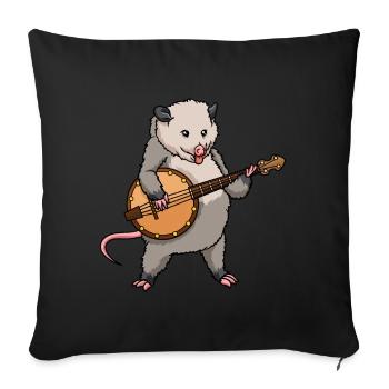 Opossum playing banjo Funny possum - Sofa pillowcase 17,3'' x 17,3'' (45 x 45 cm) - black - Front