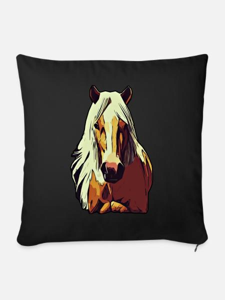 Pferd Tier Motiv - Sofakissenbezug 45 x 45 cm - Schwarz