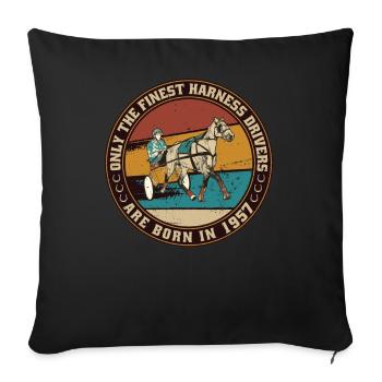 Cheval de trot né en 1957 chevaux d’anniversaire - Housse de coussin décorative 45 x 45 cm - noir - Devant