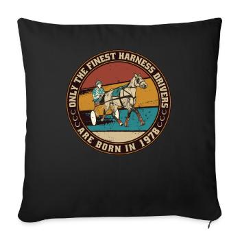 Cheval de trot né en 1978 chevaux d’anniversaire - Housse de coussin décorative 45 x 45 cm - noir - Devant