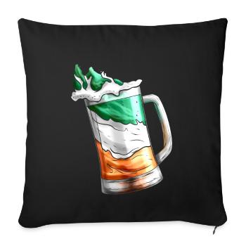 Verre de bière coloré drapeau irlandais sur St Patrick - Housse de coussin décorative 45 x 45 cm - noir - Devant