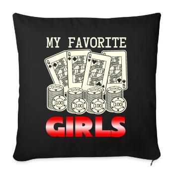 Poker Cartes de Poker Femmes Joueurs de Poker - Housse de coussin décorative 45 x 45 cm - noir - Devant