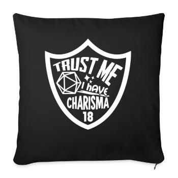 Tabletop Charisma RPG D20 Würfel - Sofakissenbezug 45 x 45 cm - Schwarz - Vorne