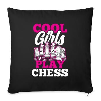 Cool Girls Play Chess Chess Player - Sofa pillowcase 17,3'' x 17,3'' (45 x 45 cm) - black - Front