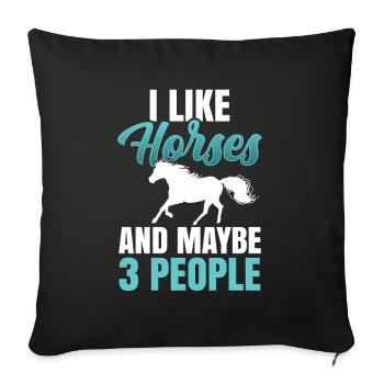 I like horses and maybe 3 people horse - Sofa pillowcase 17,3'' x 17,3'' (45 x 45 cm) - black - Front