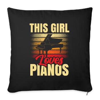This girl loves piano piano player - Sofa pillowcase 17,3'' x 17,3'' (45 x 45 cm) - black - Front