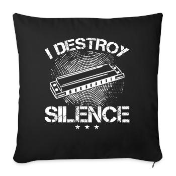 I Destroy Silence - Harmoniciste - Housse de coussin décorative 45 x 45 cm - noir - Devant