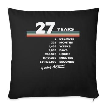 27th Birthday Vintage 27 Years Old Retro 324 - Sofa pillowcase 17,3'' x 17,3'' (45 x 45 cm) - black - Front