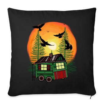 Forest dwellers Leisure Trailer Camping Hut Nature - Sofa pillowcase 17,3'' x 17,3'' (45 x 45 cm) - black - Front