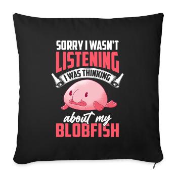 A été distrait par le poisson blob drôle de poisson blob - Housse de coussin décorative 45 x 45 cm - noir - Devant