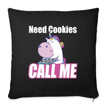 Need Cookies Call Me Funny Unicorn Baking - Sofa pillowcase 17,3'' x 17,3'' (45 x 45 cm) - black - Front