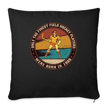 Joueur de hockey sur gazon Hockey Né en 1986 Anniversaire - Housse de coussin décorative 45 x 45 cm - noir - Devant