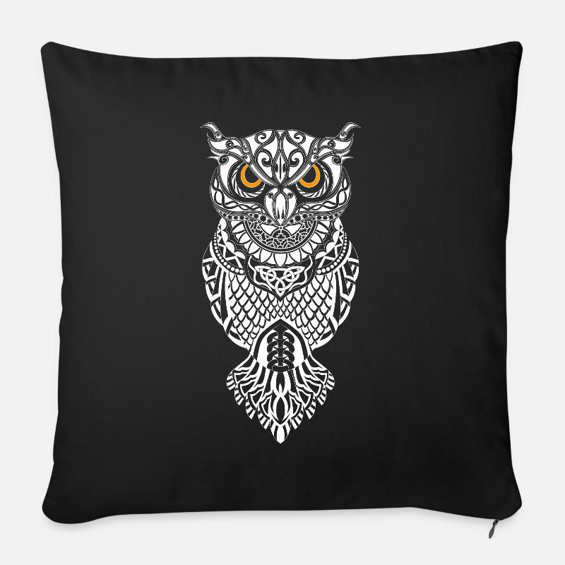 Runes vikings hiboux - Housse de coussin décorative 45 x 45 cm - noir