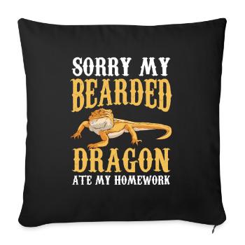 Bearded dragon has eaten my homework animal - Sofa pillowcase 17,3'' x 17,3'' (45 x 45 cm) - black - Front