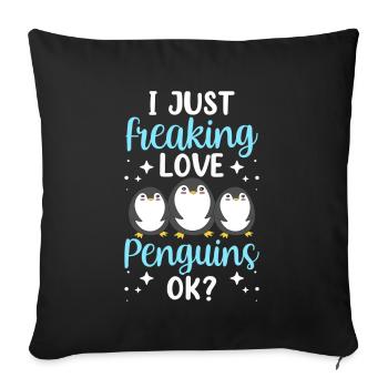I love penguins just ok penguin animal cute - Sofa pillowcase 17,3'' x 17,3'' (45 x 45 cm) - black - Front