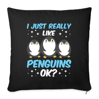 Ich Mag Pinguine Einfach Sehr Tier Pinguin Süß - Sofakissenbezug 45 x 45 cm - Schwarz - Vorne
