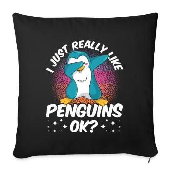 Ich Mag Pinguine Einfach Sehr Tier Pinguin Süß - Sofakissenbezug 45 x 45 cm - Schwarz - Vorne