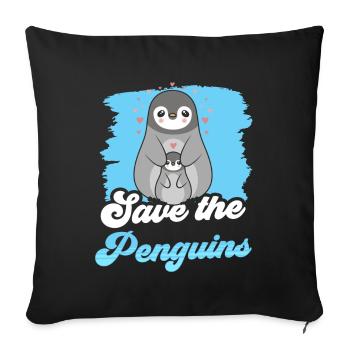 Rettet Die Pinguine Pinguin Süß Liebhaber Tier - Sofakissenbezug 45 x 45 cm - Schwarz - Vorne