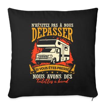 Drôle Camping-Car Humour - Housse de coussin décorative 45 x 45 cm - noir - Devant