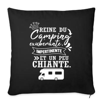 Femme Reine Du Camping Camping Car - Housse de coussin décorative 45 x 45 cm - noir - Devant
