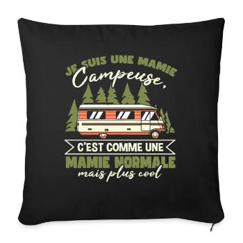 Je Suis Un Mamie Campeuse - Housse de coussin décorative 45 x 45 cm - noir - Devant