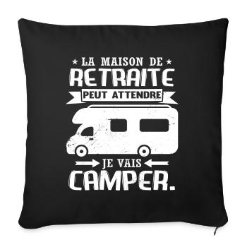 Retraite Camping-Car Humour - Housse de coussin décorative 45 x 45 cm - noir - Devant