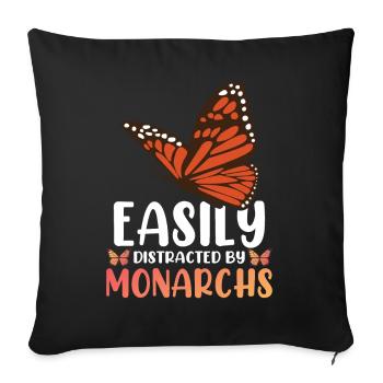 Facilement distrait par les monarques - Housse de coussin décorative 45 x 45 cm - noir - Devant