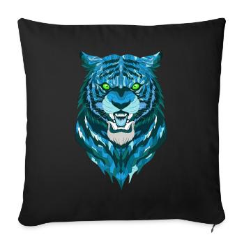 Funny Tiger Geometric Style - Sofa pillowcase 17,3'' x 17,3'' (45 x 45 cm) - black - Front