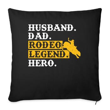 Mari. Papa. Légende du rodéo. Héros. - Cavalier de taureau - Housse de coussin décorative 45 x 45 cm - noir - Devant