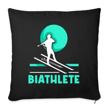Biathlète Biathlète Biathlon Sport Biathlons - Housse de coussin décorative 45 x 45 cm - noir - Devant
