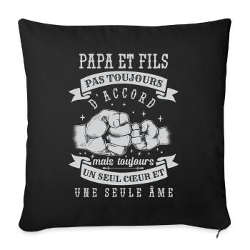 Papa Et Fils - Housse de coussin décorative 45 x 45 cm - noir - Devant