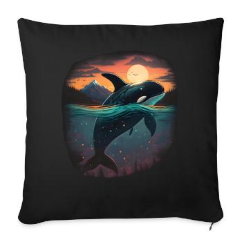 Colorful killer whale watching Orca whale watching - Sofa pillowcase 17,3'' x 17,3'' (45 x 45 cm) - black - Front