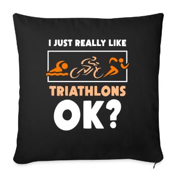 J’aime beaucoup les triathlons sport triathlon - Housse de coussin décorative 45 x 45 cm - noir - Devant