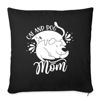 Cat and Dog Mom Lovers Cats Dogs - Sofa pillowcase 17,3'' x 17,3'' (45 x 45 cm) - black - Front