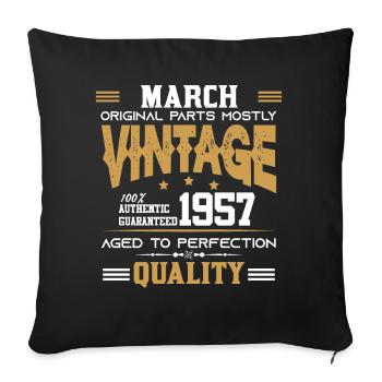 Vintage Aged To Perfection March 1957 - Sofa pillowcase 17,3'' x 17,3'' (45 x 45 cm) - black - Front