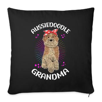 Aussiedoodle Grand-mère Dog Owner Dog Cadeau - Housse de coussin décorative 45 x 45 cm - noir - Devant