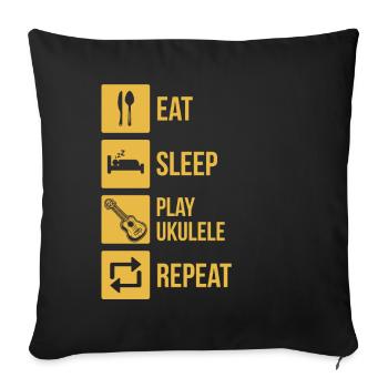 Ukulélé Joueur de ukulélé Ukuléléliste - Housse de coussin décorative 45 x 45 cm - noir - Devant