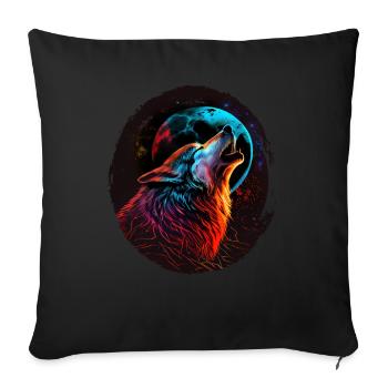 Wölfe Silhouette Naturschutz Tierschutz Wolf - Sofakissenbezug 45 x 45 cm - Schwarz - Vorne